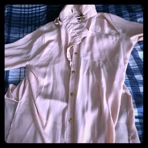 Long sleeve button split shirt